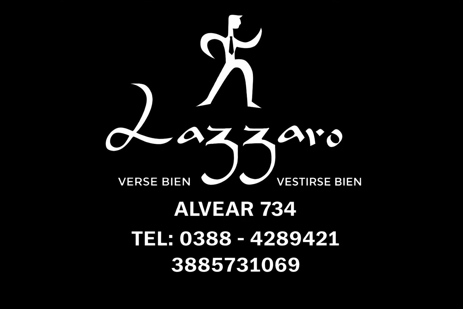 Logo de Lazzaro — Verse bien · Vestirse bien, sobre fondo negro