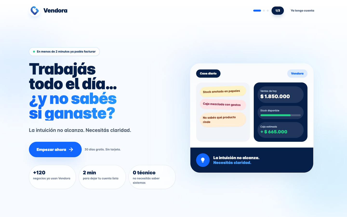 Pantalla de bienvenida
