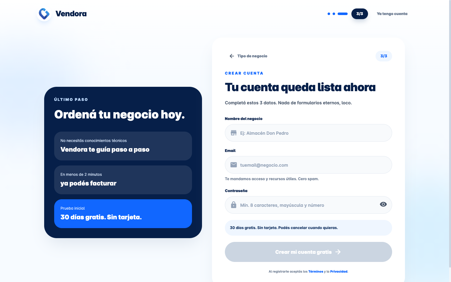 Formulario de alta vacío